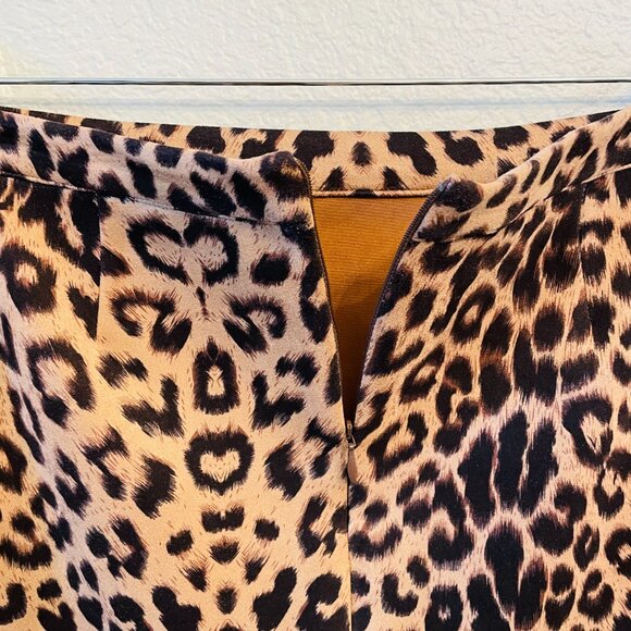 Zara Tan Black Leopard Cheetah Animal Print Faux Suede Mini Skirt | Small - Picture 5 of 5